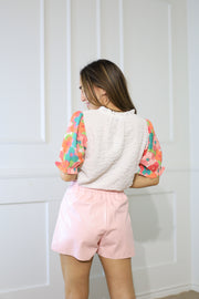 BOUQUET OF FLOWERS PUFF SLEEVE TOP