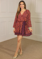 BE BETTER MULTI PRINT SURPLICE DRESS