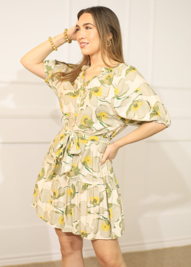 BLOSSOMING CHARM FLORAL PRINT DRESS