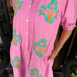 UNCLE FRANK BLOCKED EMBROIDERY DRESS