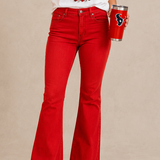 KUT FROM THE KLOTH:  KELSEY HIGH RISE ANKLE FLARE - RED