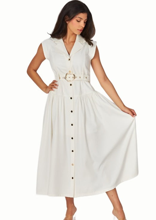 CHIC AND CLASSY CAP SLEEVE MAXI DRESS WHITE