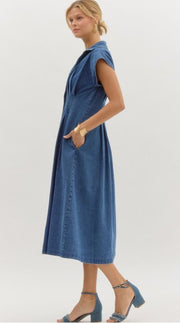 CASUALLY YOURS DENIM MIDI DRESS