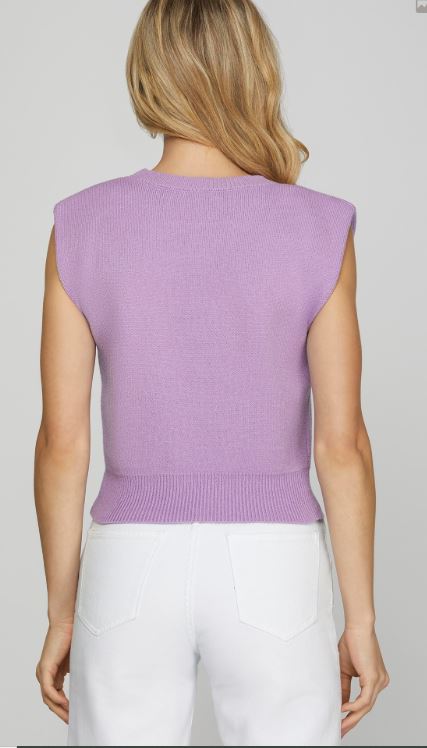 CUTEST EXPRESSION SLEEVELESS SWEATER CROP TOP