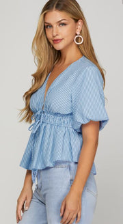 SASSY STYLE STATEMENT SKY BLUE TOP