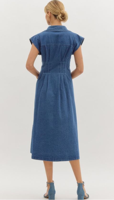 CASUALLY YOURS DENIM MIDI DRESS