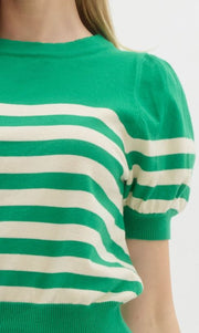 SIMPLE MOMENTS KELLY GREEN STRIPE SWEATER