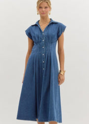 CASUALLY YOURS DENIM MIDI DRESS