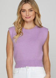 CUTEST EXPRESSION SLEEVELESS SWEATER CROP TOP