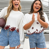 GAME FACE FOOTBALL PATCH CROPPED SWEATSHIRT