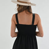 CITY SLEEK EMBROIDERY DETAIL PLEATED DRESS