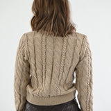 UPTOWN GIRL CONTRAST FAUX LEATHER TRIM CARDIGAN