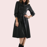 ONLINE EXCLUSIVE:  FOLLOW MY LEAD BLACK FAUX LEATHER DRESS