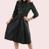 ONLINE EXCLUSIVE:  FOLLOW MY LEAD BLACK FAUX LEATHER DRESS