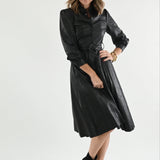 ONLINE EXCLUSIVE:  FOLLOW MY LEAD BLACK FAUX LEATHER DRESS