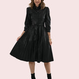 ONLINE EXCLUSIVE:  FOLLOW MY LEAD BLACK FAUX LEATHER DRESS