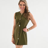 SET THE SHOW OLIVE SLEEVELESS MINI DRESS