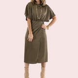 DATE NIGHT OUT MOCHA MIDI DRESS