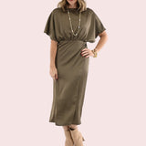 DATE NIGHT OUT MOCHA MIDI DRESS