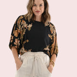 FLORAL ESTATE DOLMAN SLEEVE BLOUSE