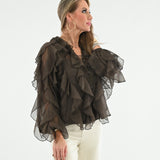 DELICATE DREAMS LONG SLEEVE RUFFLE BLOUSE