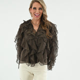 DELICATE DREAMS LONG SLEEVE RUFFLE BLOUSE