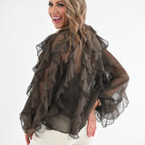 DELICATE DREAMS LONG SLEEVE RUFFLE BLOUSE