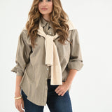 PREPPY CHARM STRIPED SHIRT WITH LAYERED SLEEVES