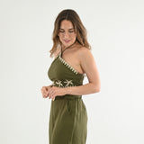 SET FOR VACAY OLIVE GREEN HALTER SET