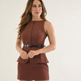 WHATEVER SHE WANTS BROWN SLEEVELESS TAILORED DRESS