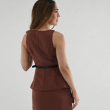 WHATEVER SHE WANTS BROWN SLEEVELESS TAILORED DRESS