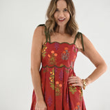 IT ALL WORKED OUT WINE FLORAL MIDI DRESS