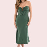 ROMANTIC FEELS GATHERED KEYHOLE STRAPLESS MIDI DRESS
