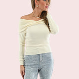CAUGHT YOUR ATTENTION OFF THE SHOULDER SWEATER