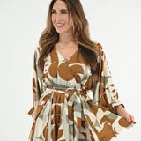 FIFTH AVENUE STROLL GEOMETRIC PATTERN MINI DRESS