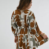FIFTH AVENUE STROLL GEOMETRIC PATTERN MINI DRESS
