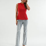 FIELD DAY SLEEVELESS FITTED BLOUSE - BLACK OR RED