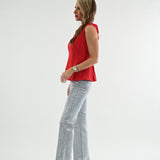 FIELD DAY SLEEVELESS FITTED BLOUSE - BLACK OR RED