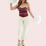 GAME FACE MAROON WAVY COLOR CONTRAST STRAPLESS TOP
