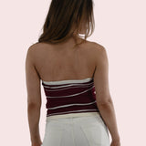 GAME FACE MAROON WAVY COLOR CONTRAST STRAPLESS TOP