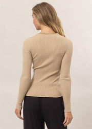 SIMPLY CLASSIC RIBBED LONG SLEEVE SWEATER TOP