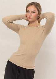 SIMPLY CLASSIC RIBBED LONG SLEEVE SWEATER TOP