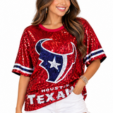 GAME DAY VIBES SEQUIN JERSEY - RED, WHITE OR BLUE