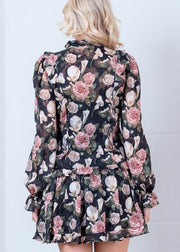 FLOWER MARKET RUFFLED DETAIL FLORAL DRESS