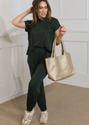 ELAN SHORT SLEEVE T-SHIRT DARK GREEN JUMPSUIT