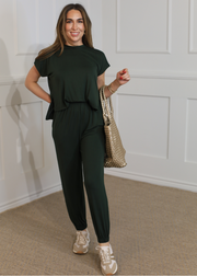 ELAN SHORT SLEEVE T-SHIRT DARK GREEN JUMPSUIT