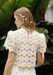 DARLING DAISIES EMBROIDERY LACE TOP