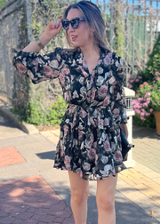 FLOWER MARKET RUFFLED DETAIL FLORAL DRESS