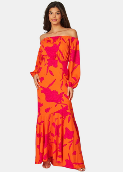 STILL THE ONE OFF THE SHOULDER MAXI DRESS