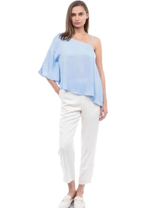 THIS IS THE ONE SHOULDER TOP BLUE